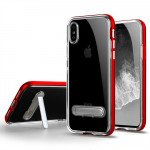 Wholesale iPhone Xs / X (Ten) Clear Armor Bumper Kickstand Case (Red)